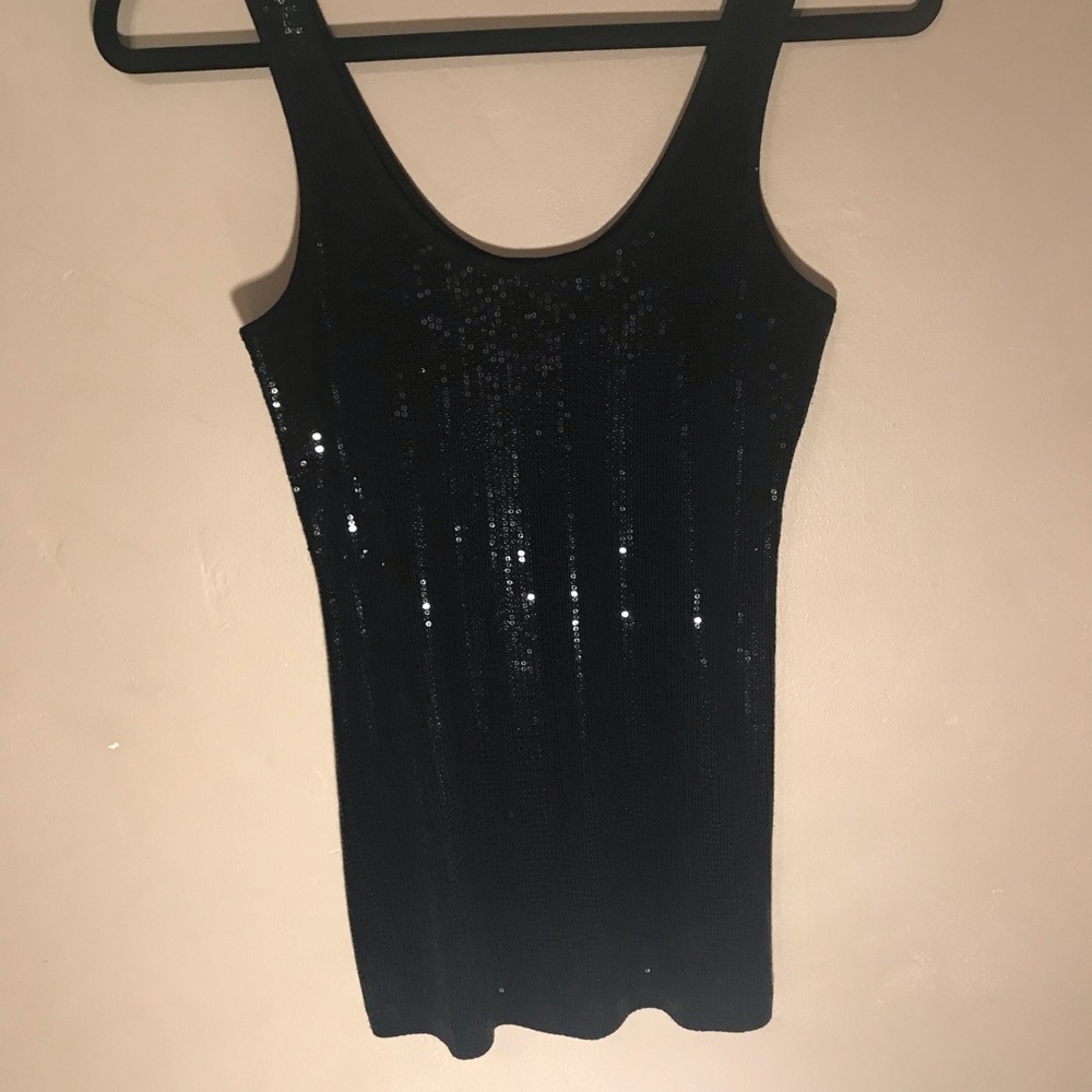 Express sequined sexy basic black tank top
